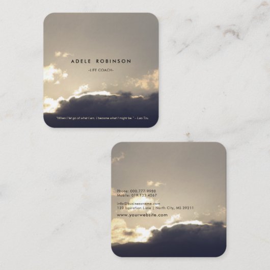 ©Motivation Speaker Life Coach Silver Lining Vierkante Visitekaartje (Voorkant / Achterkant)