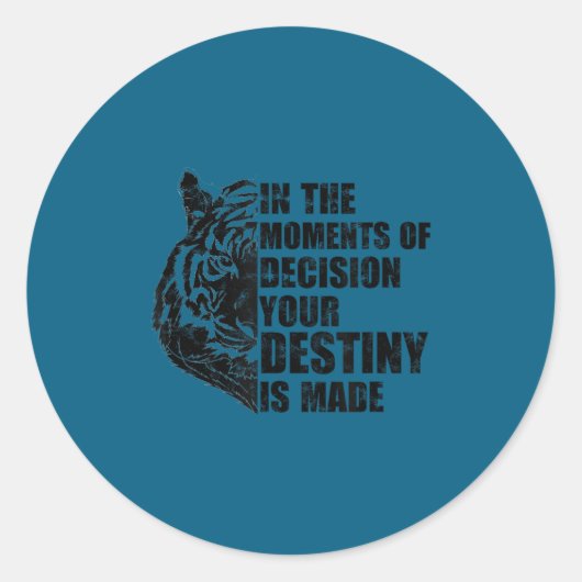 Motivation Success Mindset Quote With Tiger - Moti Ronde Sticker (Voorkant)