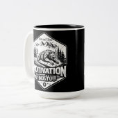 Motivation vindt u tweekleurige koffiemok (Voorkant links)