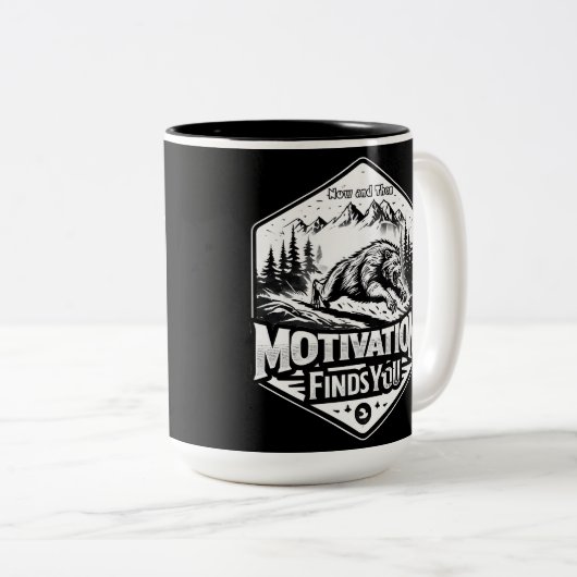 Motivation vindt u tweekleurige koffiemok (Voorkant rechts)