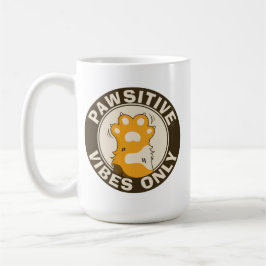 Motivational Cat Pawsitive vibes only Cute Pun Koffiemok