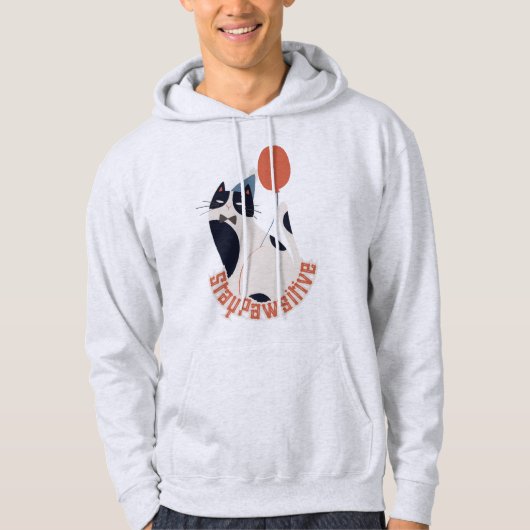 Motivational Cat Pun Stay Pawsitive Gift Hoodie (Voorkant)