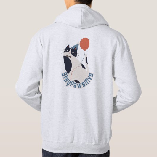 Motivational Cat Pun Stay Pawsitive Gift Hoodie (Achterkant)