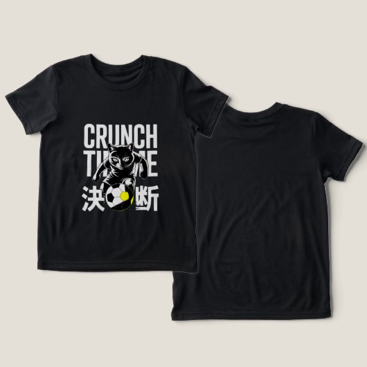 Motivational Crunch Time Soccer Cat For Athletes Tri-Blend Shirt (Ontwerp Voorkant & Achterkant)
