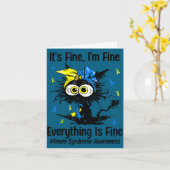 Motivational down syndrome awareness cat t21 kaart (Gele Bloem)