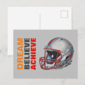 Motivational Dream Believe Achieve Football Briefkaart (Voorkant / Achterkant)