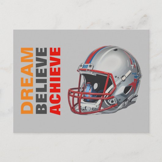 Motivational Dream Believe Achieve Football Briefkaart (Voorkant)