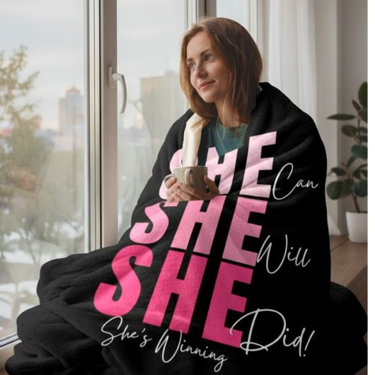 Motivational fleece deken voor vrouwen
