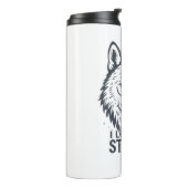 Motivational "Lone But Strong" Lone Wolf Thermosbeker (Gedraaid links)