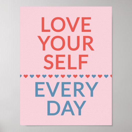 Motivational Love Quote Red And Blue Hearts Pink Poster (Voorkant)