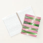 Motivational Luxe Pink and Green Striped  Notitieboek (Binnen)