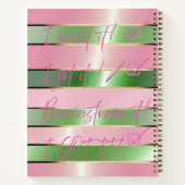 Motivational Luxe Pink and Green Striped  Notitieboek (Achterkant)