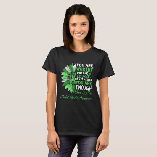 Motivational Mental Health Awareness Warrior Green T-shirt (Voorkant volledig)