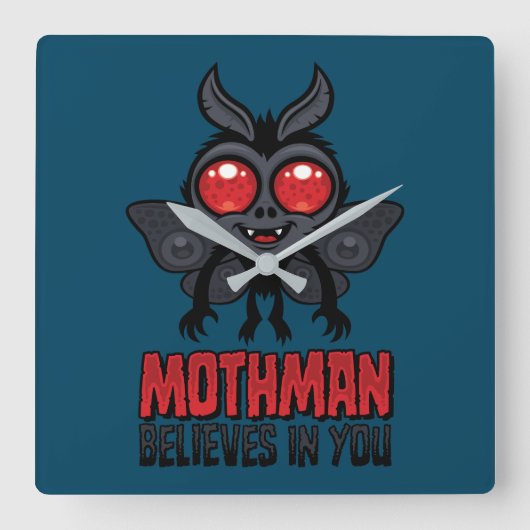 Motivational Mothman Believes In You Vierkante Klok (Voorkant)