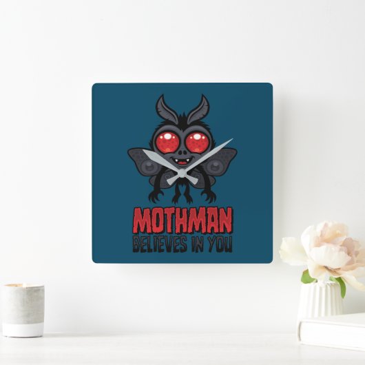 Motivational Mothman Believes In You Vierkante Klok (Huis)