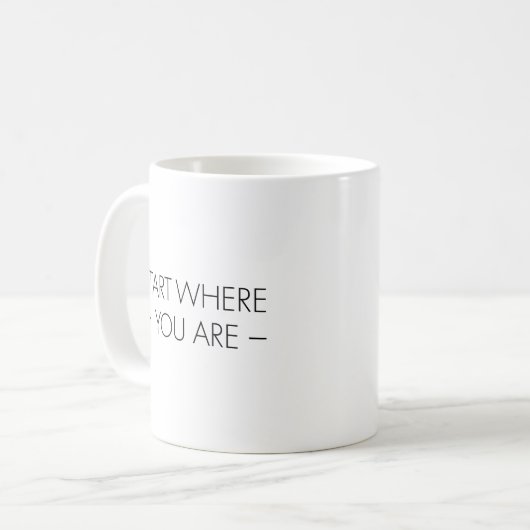 Motivational Mug – “Start Where You Are” Koffiemok (Voorkant links)