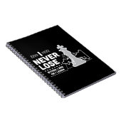 Motivational Never Lose Chess Quote Black White Notitieboek (Rechterzijde)