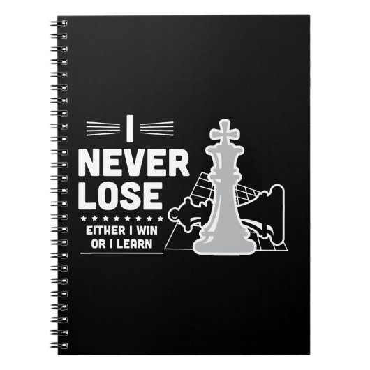 Motivational Never Lose Chess Quote Black White Notitieboek (Voorkant)