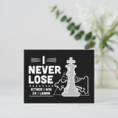 Motivational Never Lose Chess Quote Briefkaart (Staand voorkant)