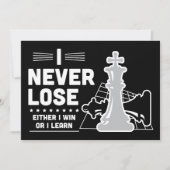 Motivational Never Lose Chess Quote  Kaart (Voorkant)