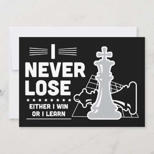 Motivational Never Lose Chess Quote  Kaart (Voorkant)