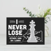 Motivational Never Lose Chess Quote  Kaart (Staand voorkant)