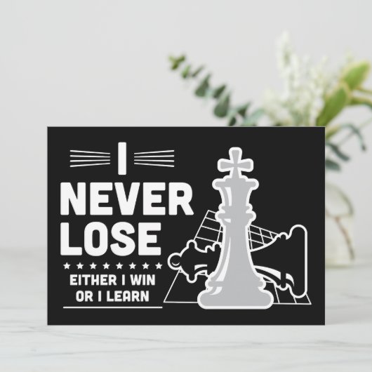 Motivational Never Lose Chess Quote  Kaart (Staand voorkant)