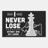 Motivational Never Lose Chess Quote  Rechthoekige Sticker (Voorkant)