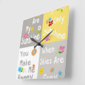 Motivational Phrases Typography - Plakken Vierkante Klok (Hoek)