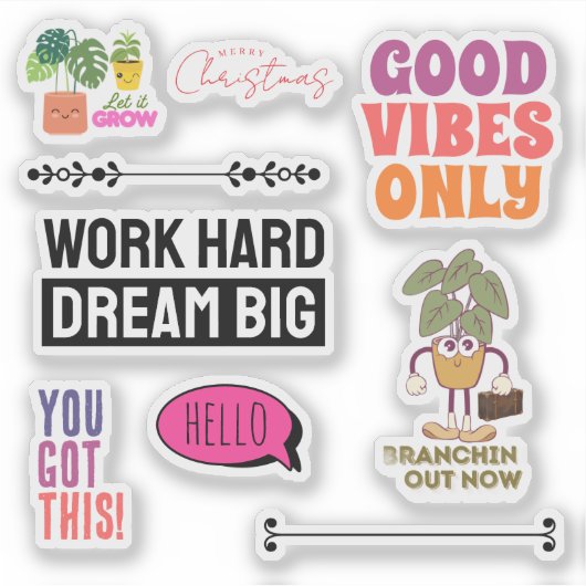 Motivational Plant Quote Sticker Sheet | Christmas (Voorkant)