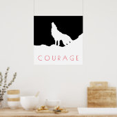 Motivational Pop Art Courage Wolf Black White Poster (Keuken)