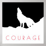 Motivational Pop Art Courage Wolf Black White Poster<br><div class="desc">Digital Artwork - Howling Wolf Computer Animal Art - College Pop Art - Wild Big Animals Computer Images</div>