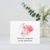 Motivational "Progress" Floral Quote Postcard Briefkaart (Staand voorkant)