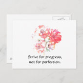 Motivational "Progress" Floral Quote Postcard Briefkaart (Voorkant / Achterkant)