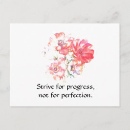 Motivational "Progress" Floral Quote Postcard Briefkaart