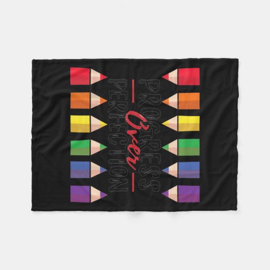 Motivational Progress Over Perfection Back To Scho Fleece Deken (Voorkant (Horizontaal))