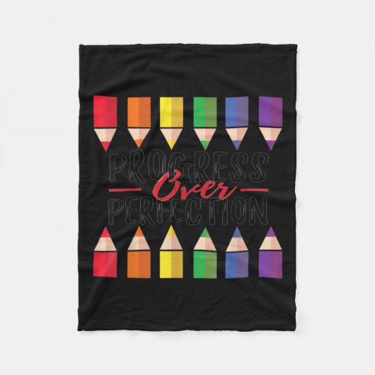 Motivational Progress Over Perfection Back To Scho Fleece Deken (Voorkant)