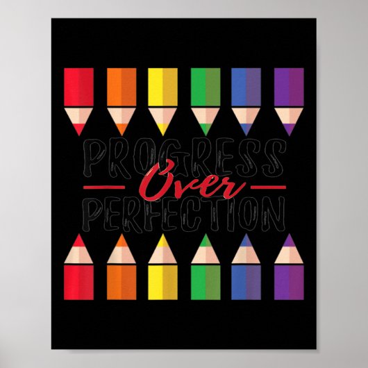 Motivational Progress Over Perfection Back To Scho Poster (Voorkant)