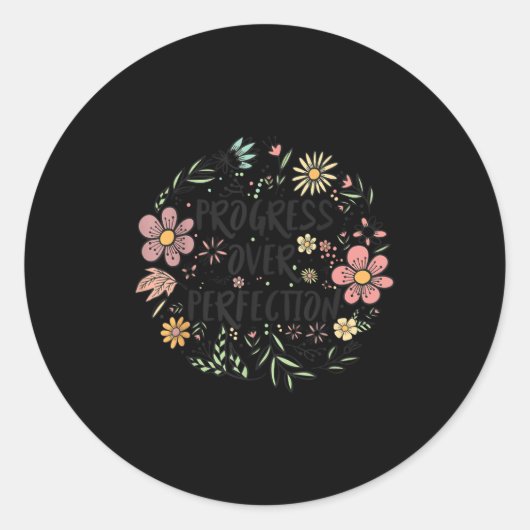 Motivational Progress Over Perfection Back To Scho Ronde Sticker (Voorkant)