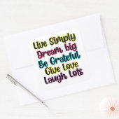 Motivational Quote Live Simply Dream Give Love Vierkante Sticker (Envelop)