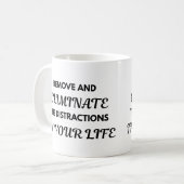 Motivational Quote Mug - Remove and Eliminate... Koffiemok (Voorkant links)