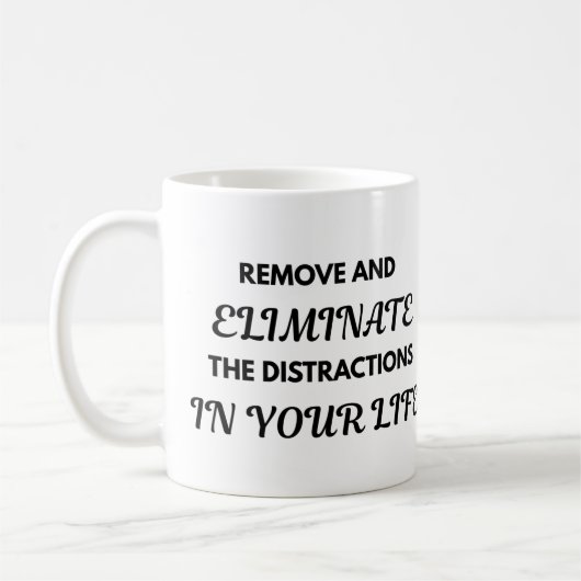 Motivational Quote Mug - Remove and Eliminate... Koffiemok (Links)