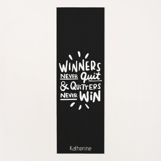 Motivational Quote personalized name Workout Black Yogamat (Voorkant)