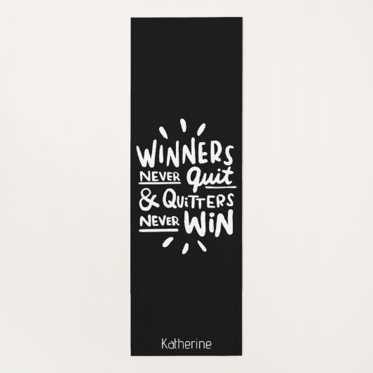 Motivational Quote personalized name Workout Black Yogamat (Achterkant)