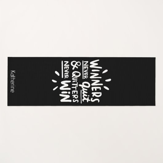 Motivational Quote personalized name Workout Black Yogamat (Voorkant (horizontaal))
