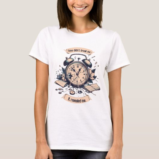 Motivational quote with a broken clock – Symbolic T-shirt (Voorkant)