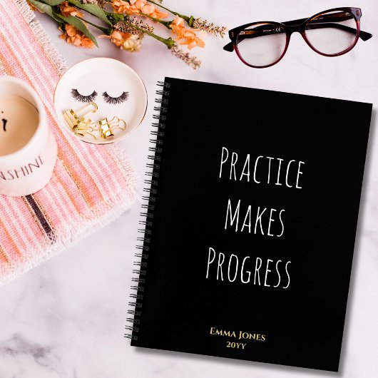 Motivational Quotes Practice Makes Progress Custom Notitieboek