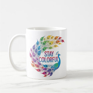 Motivational Regenboog Pauw "Blijf Kleurig" Koffiemok