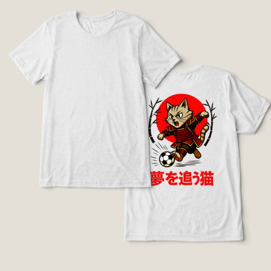 Motivational Samurai Cat - Gift for Anime & Sports Tri-Blend Shirt (Ontwerp Voorkant & Achterkant)