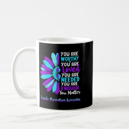 Motivational Suicide Prevention Awareness Teal Pur Koffiemok (Links)
